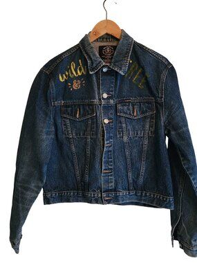 Monte Carlo Upcycled Jean Jacket Wild & Free Womens size Medium
